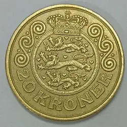 سکه خارجی 20 کرون کمیاب دانمارک 1998 %
