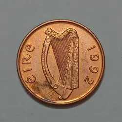 سکه خارجی ۱ پنس کمیاب ایرلند ۱۹۹۲ %