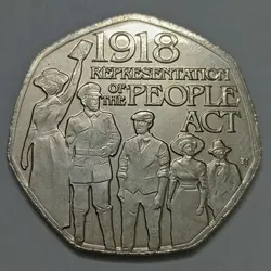 سکه خارجی 50 پنس (نیم پوند) یادبودی کمیاب انگلیس 2018 %