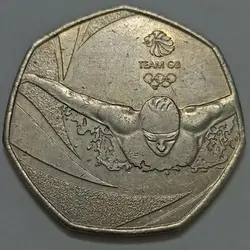 سکه خارجی 50 پنس (نیم پوند) یادبودی کمیاب انگلیس 2016 %