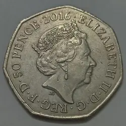 سکه خارجی 50 پنس (نیم پوند) یادبودی کمیاب انگلیس 2016 %