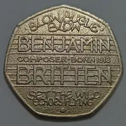 سکه خارجی 50 پنس (نیم پوند) یادبودی کمیاب انگلیس 2013 %