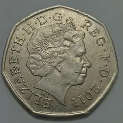 سکه خارجی 50 پنس (نیم پوند) یادبودی کمیاب انگلیس 2011 %