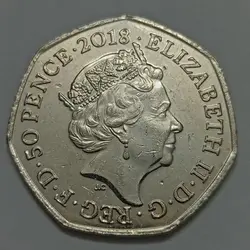 سکه خارجی 50 پنس (نیم پوند) یادبودی کمیاب انگلیس 2018 %