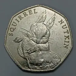 سکه خارجی 50 پنس (نیم پوند) یادبودی کمیاب انگلیس 2016 پیتر رابیت %