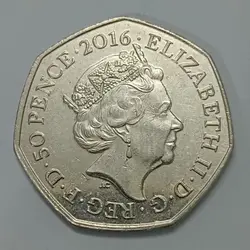 سکه خارجی 50 پنس (نیم پوند) یادبودی کمیاب انگلیس 2016 پیتر رابیت %