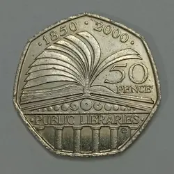 سکه خارجی 50 پنس (نیم پوند) یادبودی کمیاب انگلیس 2000 %