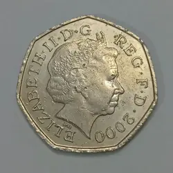 سکه خارجی 50 پنس (نیم پوند) یادبودی کمیاب انگلیس 2000 %