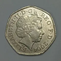 سکه خارجی 50 پنس (نیم پوند) یادبودی کمیاب انگلیس 2004 %