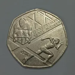 سکه خارجی 50 پنس (نیم پوند) یادبودی کمیاب انگلیس 2014 %