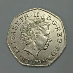 سکه خارجی 50 پنس (نیم پوند) یادبودی کمیاب انگلیس 2014 %