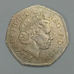 سکه خارجی 50 پنس (نیم پوند) یادبودی کمیاب انگلیس 2010 %