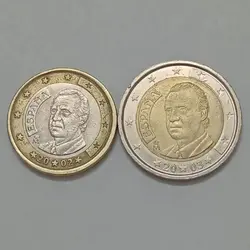 سکه خارجی 1 و 2 یورو کمیاب اسپانیا 2003 %