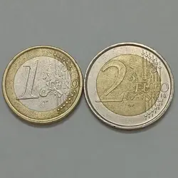 سکه خارجی 1 و 2 یورو کمیاب اسپانیا 2003 %