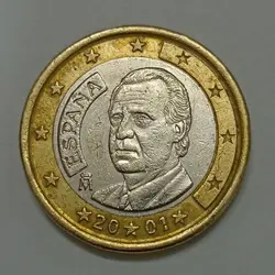 سکه خارجی 1 یورو کمیاب اسپانیا 2001 %