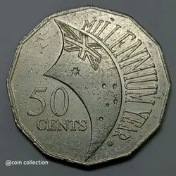 سکه خارجی 50 سنت یادبودی کمیاب استرالیا 2000 %