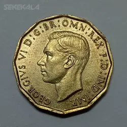 سکه کلکسیونی ۳ پنس انگلیس ۱۹۴۳ جرج ششم (کیفیت تقریبا بانکی) %