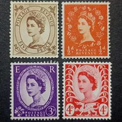 ۴ قطعه تمبر کمیاب کشور انگلیس (ملکه الیزابت) %