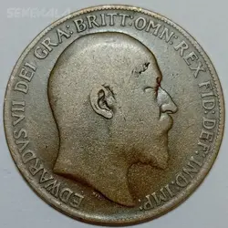 سکه خارجی ۱ پنی کمیاب انگلیس ۱۹۰۸ ادوارد هفتم %