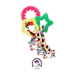 اسباب بازی دندانی پت مدل اشکال ستاره‌ای با بند بافت