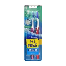 مشخصات، خرید و قیمت مسواک اورال بی مدل Fresh 3D White با برس متوسط بسته 2 عددی ⭐️ روژینو
