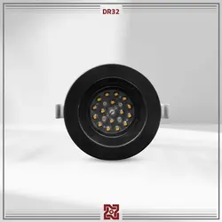 چراغ LED توکار نورا قطر 12 (بدنه مشکی) – زاویه 90 – DR32 | قیمت کارخانه و فروش مستقیم💡آلتون رای