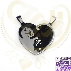پلاک استیل مکمل دوستی طرح گربه کد300 - خرازی آرامیس گردنبنددوست-گردنبندعشق-گردنبند