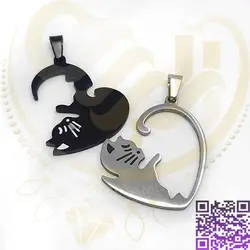 پلاک استیل مکمل دوستی طرح گربه کد300 - خرازی آرامیس گردنبنددوست-گردنبندعشق-گردنبند