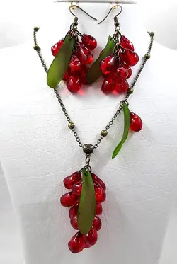 ست کامل دانه انار - خرازی آرامیس اکسسوری دخترانه-اکسسوری یلدایی-نیم ست انار-شب یلدایی