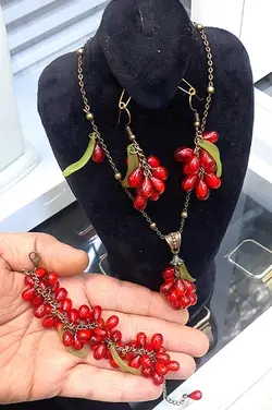 ست کامل دانه انار - خرازی آرامیس اکسسوری دخترانه-اکسسوری یلدایی-نیم ست انار-شب یلدایی