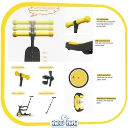 سه چرخه و اسکوتر 5 کاره دسته‌دار کودک ندل | Nadle