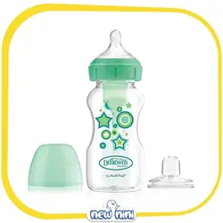 شیشه شیر 270 میلی‌لیتری به همراه سری آبمیوه خوری OPTION PLUS ضد نفخ (ANTI COLIC) دکتر براونز | DR BROWN'S طرح ستاره