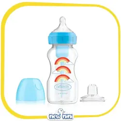 شیشه شیر 270 میلی‌لیتری به همراه سری آبمیوه خوری OPTION PLUS ضد نفخ (ANTI COLIC) دکتر براونز | DR BROWN'S طرح رنگین کمان
