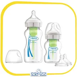 شیشه شیر 150 و 270 میلی‌لیتری پهن 2 عددی Option Plus ضد نفخ (ANTI COLIC) دکتر براونز | Dr Brown's