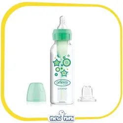 شیشه شیر 250 میلی‌لیتری به همراه سری آبمیوه خوری Option Plus ضد نفخ (ANTI COLIC) دکتر براونز | Dr Brown's رنگ سبز