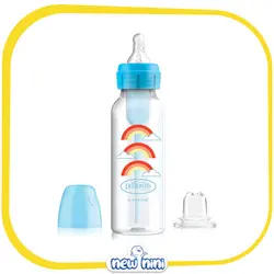 شیشه شیر 250 میلی‌لیتری به همراه سری آبمیوه خوری Option Plus ضد نفخ (ANTI COLIC) دکتر براونز | Dr Brown's طرح رنگین کمان
