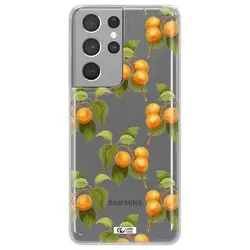 قاب شفاف تی پی یو طرح زردآلو مناسب برای گوشی Samsung S21 Ultra