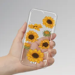 قاب شفاف تی پی یو طرح گل آفتابگردان مناسب برای گوشی Apple iPhone 13 Pro Max