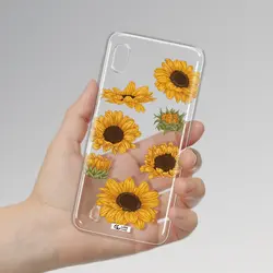 قاب شفاف تی پی یو طرح گل آفتابگردان مناسب برای گوشی Samsung A10
