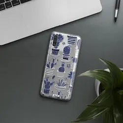 قاب شفاف تی پی یو طرح کاکتوس های آبی مناسب برای گوشی Samsung A50