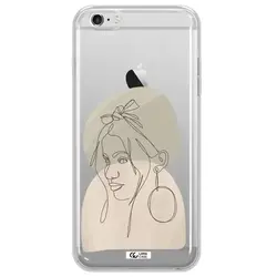 قاب شفاف تی پی یو طرح لاین آرت صورت زنانه مناسب برای گوشی Apple iPhone 6 s plus