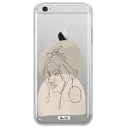 قاب شفاف تی پی یو طرح لاین آرت صورت زنانه مناسب برای گوشی Apple iPhone 6 s plus