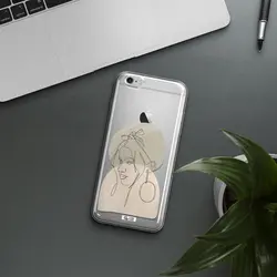قاب شفاف تی پی یو طرح لاین آرت صورت زنانه مناسب برای گوشی Apple iPhone 6 s plus