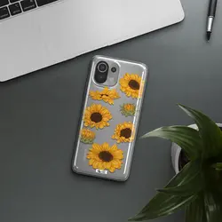 قاب شفاف تی پی یو طرح گل آفتابگردان مناسب برای گوشی Xiaomi Mi 11 Lite