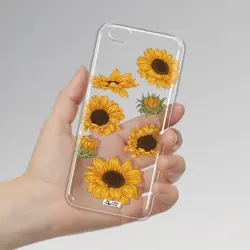 قاب شفاف تی پی یو طرح گل آفتابگردان مناسب برای گوشی Apple iPhone 6S