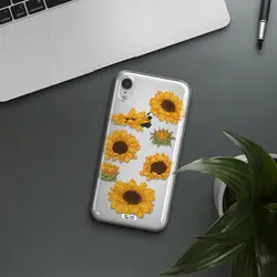 قاب شفاف تی پی یو طرح گل آفتابگردان مناسب برای گوشی Apple iPhone XR