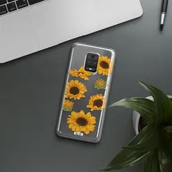 قاب شفاف تی پی یو طرح گل آفتابگردان مناسب برای گوشی Xiaomi Note 9S