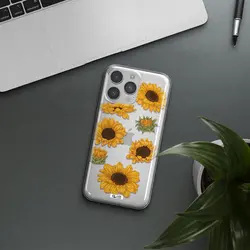 قاب شفاف تی پی یو طرح گل آفتابگردان مناسب برای گوشی Apple iPhone 14 pro