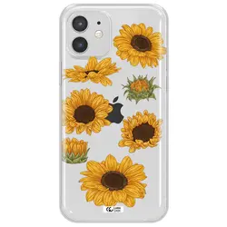 قاب شفاف تی پی یو طرح گل آفتابگردان مناسب برای گوشی Apple iPhone 12 mini