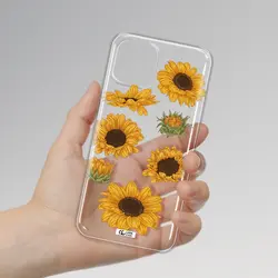 قاب شفاف تی پی یو طرح گل آفتابگردان مناسب برای گوشی Apple iPhone 12 mini